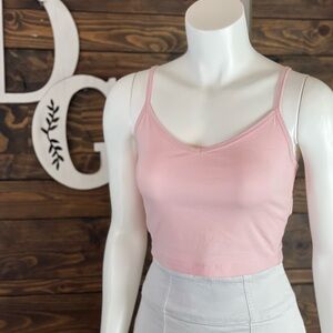 Forever‎ 21 | Cropped Cami Tank Top Baby Pink V-Neckline
